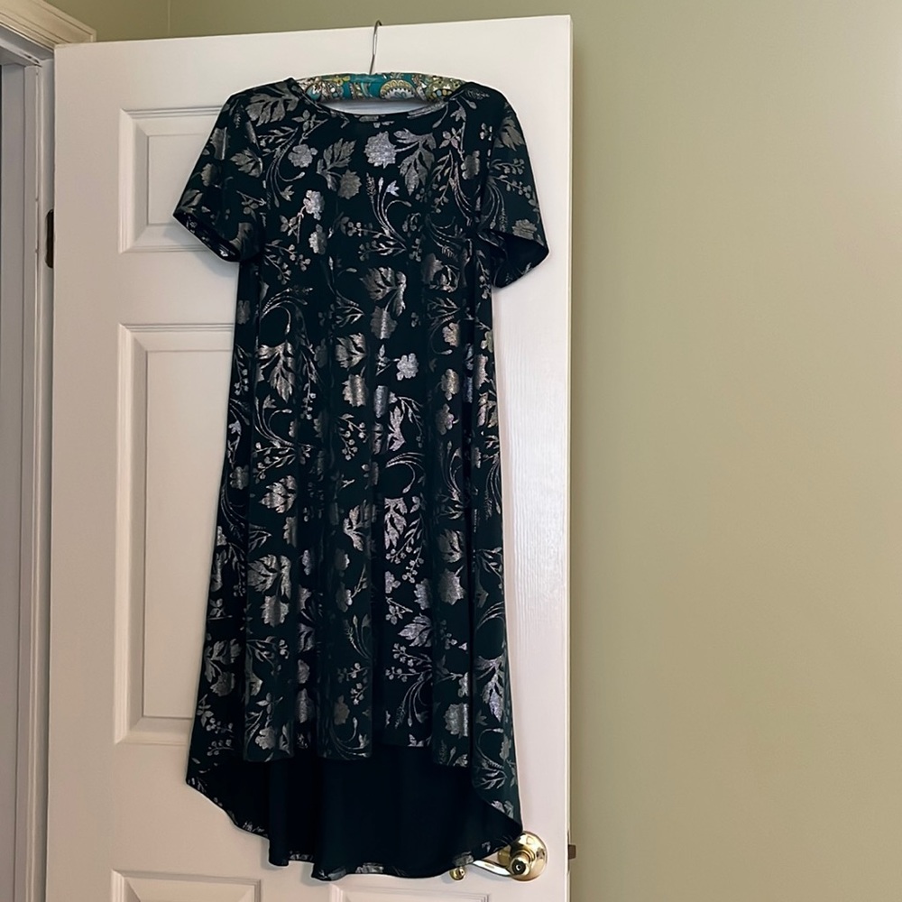 High Low Forest Green and silver dress